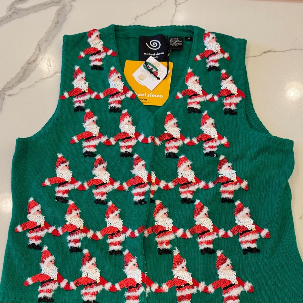 Michael Simon Green Vest with Santa Design